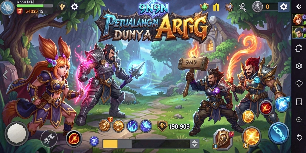 Tampilan atraktif gameplay petualangan ARPG di 9N9N.