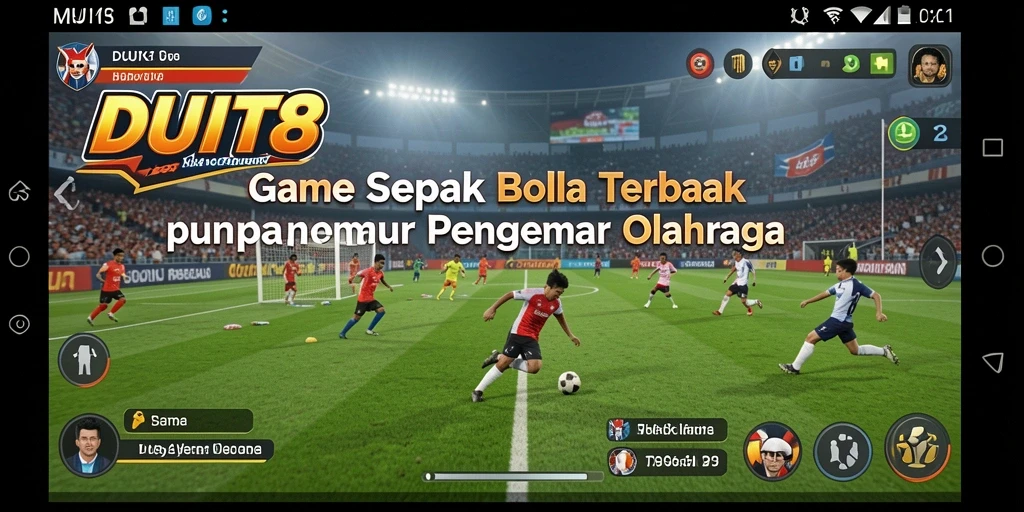 Screenshot gameplay <strong>DUIT8</strong> menampilkan aksi seru di lapangan sepak bola.