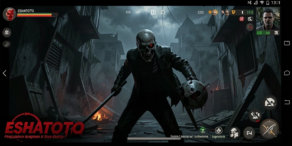 Tampilan gameplay ESHATOTO yang mencekam dan penuh misteri.