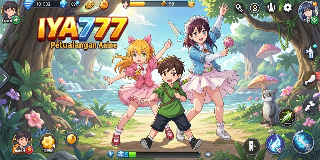 Screenshot IYA777 menampilkan karakter anime yang aksi dan penuh warna.