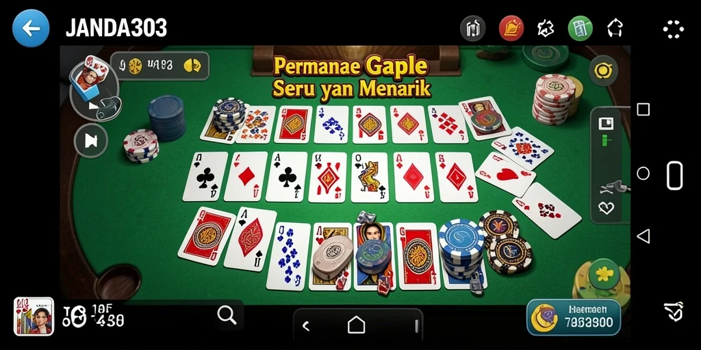 Screenshot JANDA303 menampilkan gameplay Gaple yang menarik dan seru.