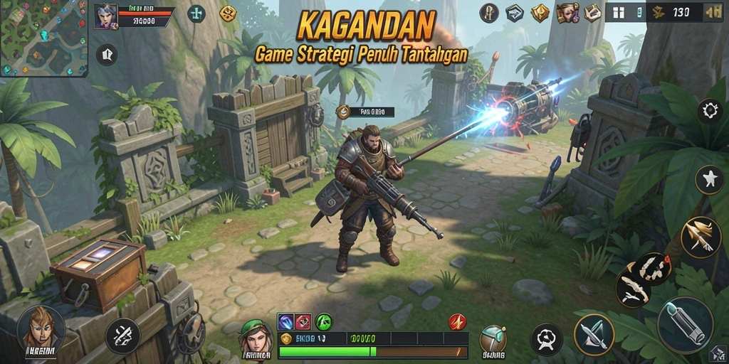 Tangkapan layar menunjukkan aksi gameplay strategi yang intens.