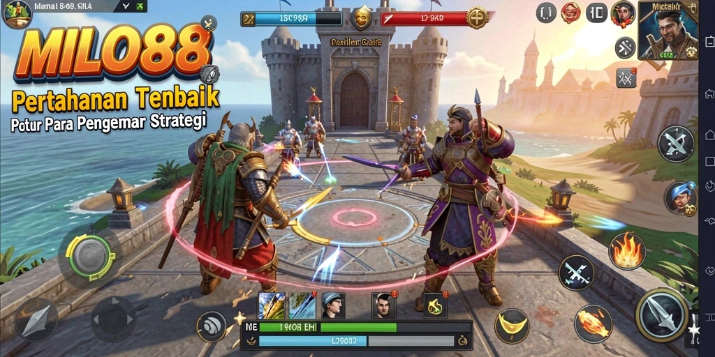 Tampilan seru gameplay Tower Defense di MILO88 dengan berbagai tower dan musuh.