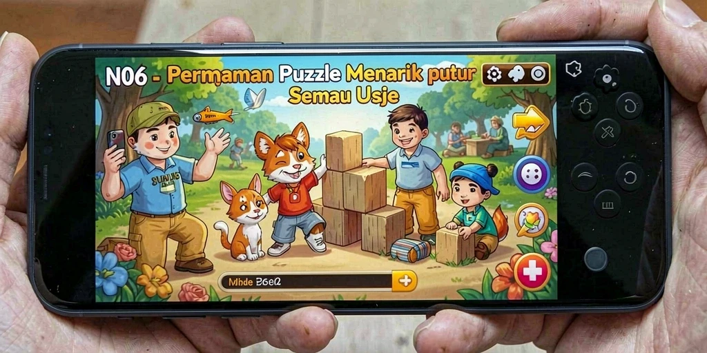 Tampilan gameplay menantang dalam permainan Puzzle N06 yang menarik.