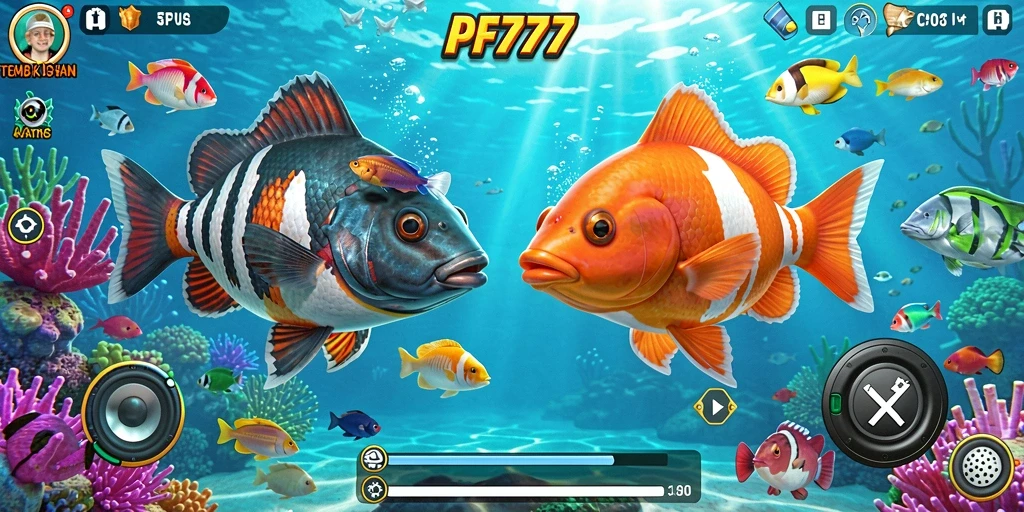 Tampilan screenshot utama PF777 dengan gameplay tembak ikan yang seru.