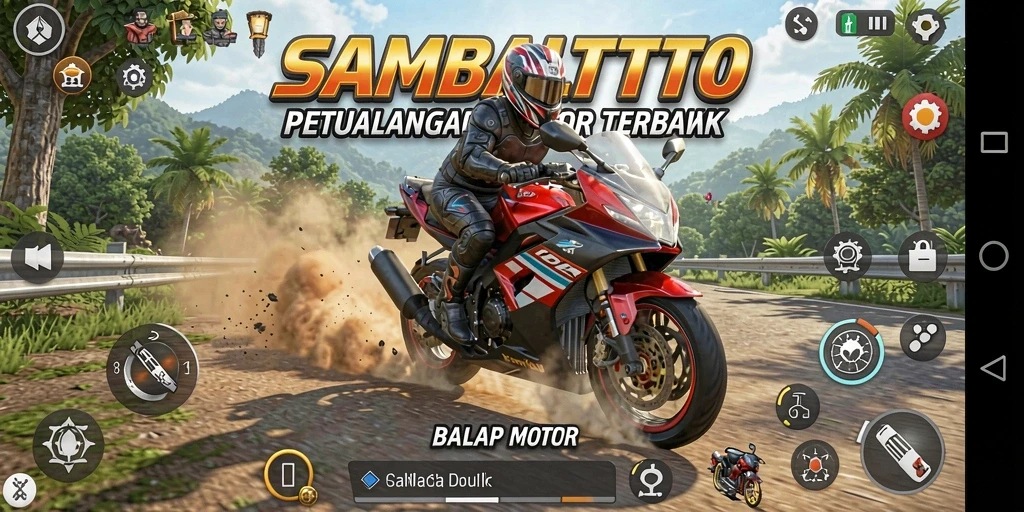 Screenshot dari gameplay SAMBALTOTO menampilkan balapan seru di trek yang menantang.