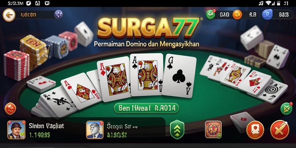 Gameplay seru dan interaktif dalam SURGA77 yang menampilkan permainan Domino.