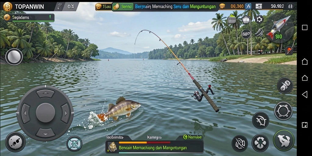 Tampilan gameplay TOPANWIN yang seru dan menarik dalam aksi memancing.