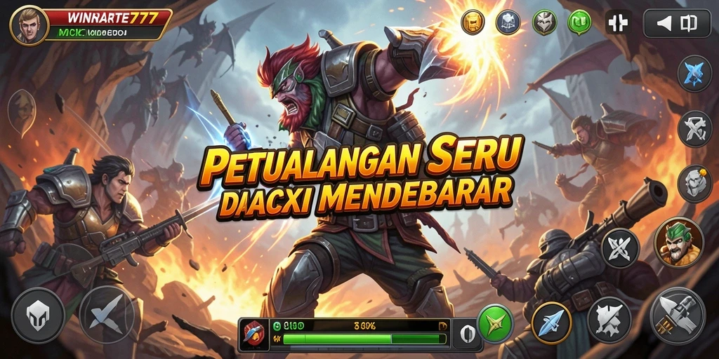 Tampilan aksi seru dari gameplay WINRATE777 yang menegangkan.